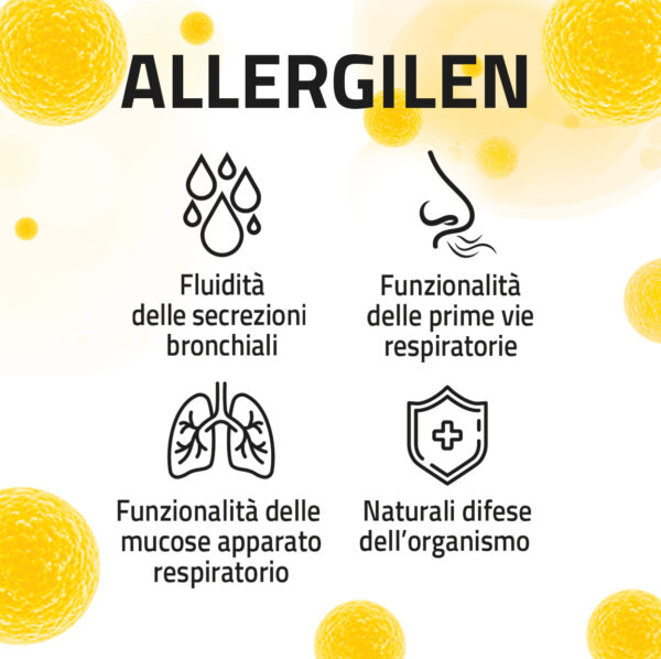 Nutriva Allergilen funzionalità delle vie respiratorie, funzionalità delle mucose dell'apparato respiratorio, funzionalità delle secrezioni bronchiali