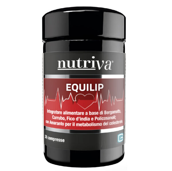 NUTRIVA EQUILIP è un integratore alimentare a base di Bergamotto, Amaranto, Carrubo e Fico d’india con Policosanoli. L’Amaranto contribuisce al metabolismo del colesterolo. Il Carrubo e il Fico d’india favoriscono la modulazione/limitazione dell'assorbimento dei nutrienti.