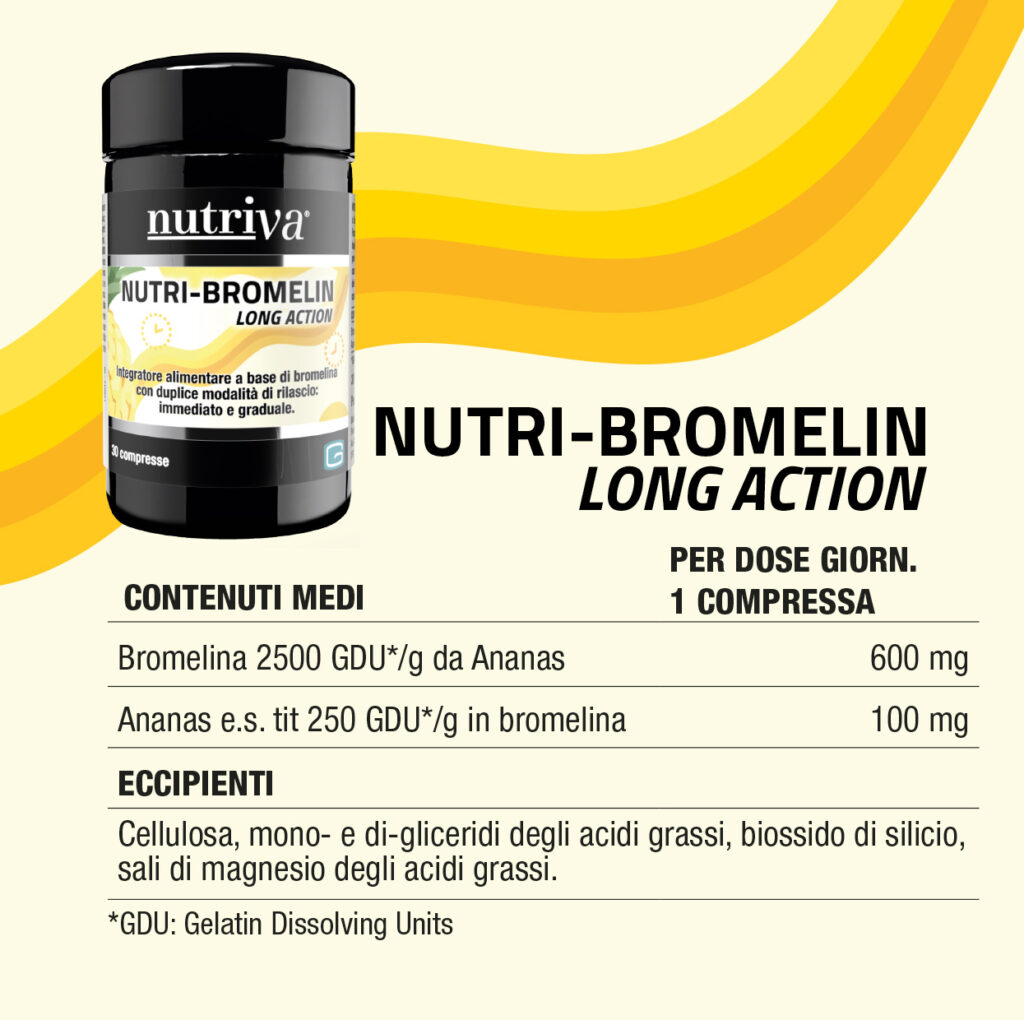 NUTRIVA NUTRI-BROMELIN è un integratore alimentare a base di Bromelina da Ananas ed estratto di Ananas. NUTRIVA NUTRI-BROMELIN è un integratore alimentare a base di Bromelina da Ananas ed estratto di Ananas.